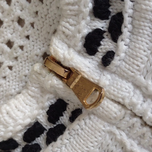 Red Valentino Size Large Crochet Knit Short Sleeve Front Zip Sweater - Picture 13 of 16